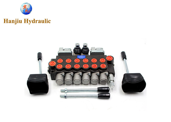 6 스풀 수압 방향 밸브 11gpm 40L/min 6p40 2 조이스틱 Monoblock 밸브